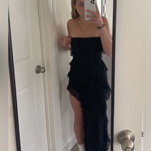 Oh Polly Black Strapless Maxi Dress